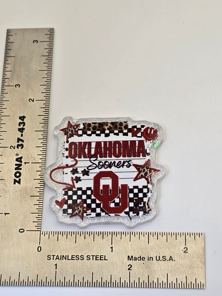 Acrylic Glitter Flatbacks - Oklahoma Sooners