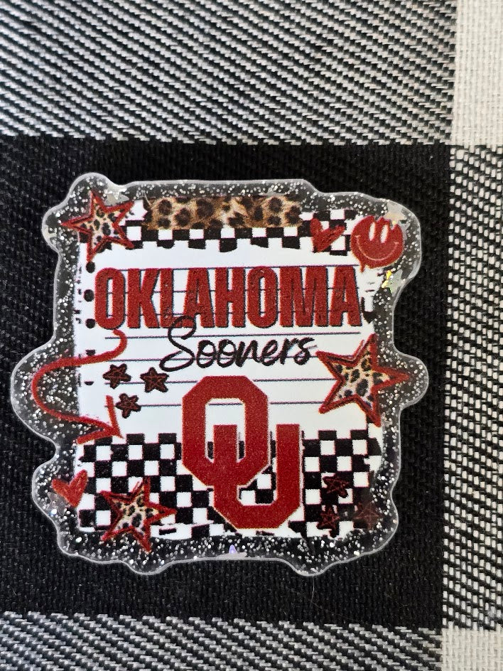 Acrylic Glitter Flatbacks - Oklahoma Sooners