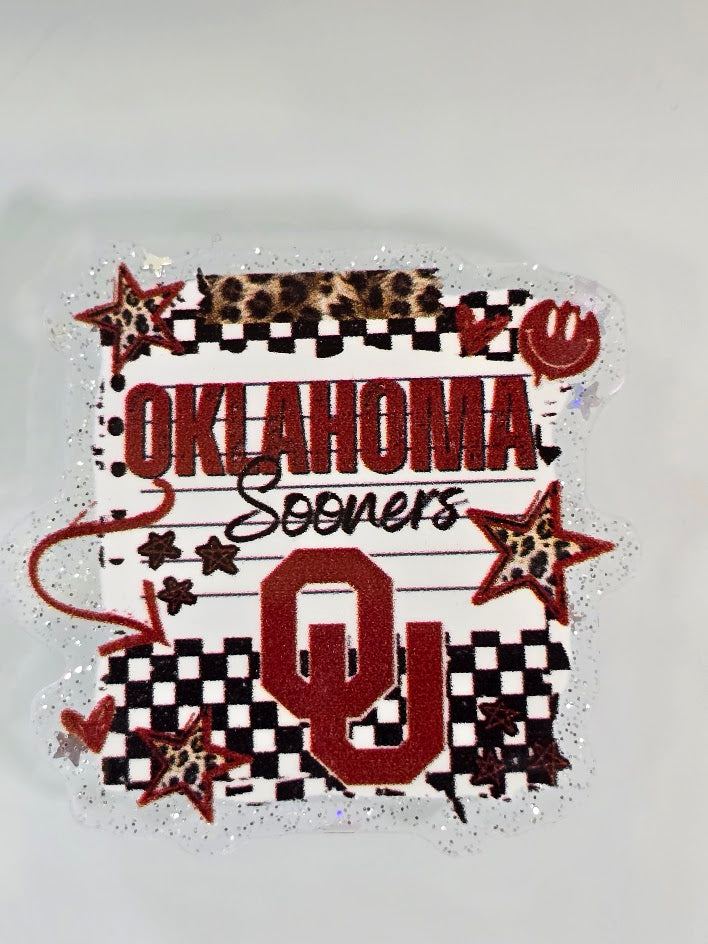 Acrylic Glitter Flatbacks - Oklahoma Sooners
