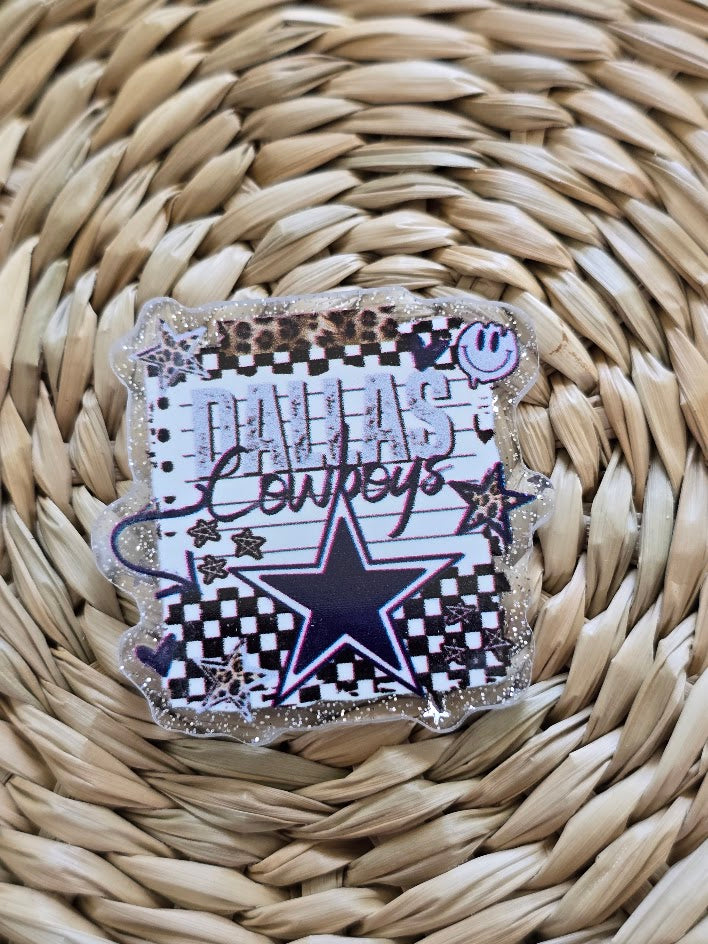 Acrylic Glitter Flatbacks - Dallas Cowboys