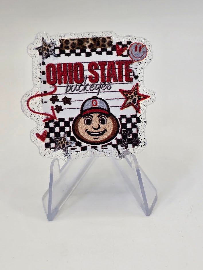Acrylic Glitter Flatbacks - Ohio State Buckeyes