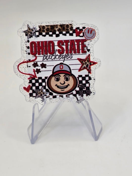 Acrylic Glitter Flatbacks - Ohio State Buckeyes