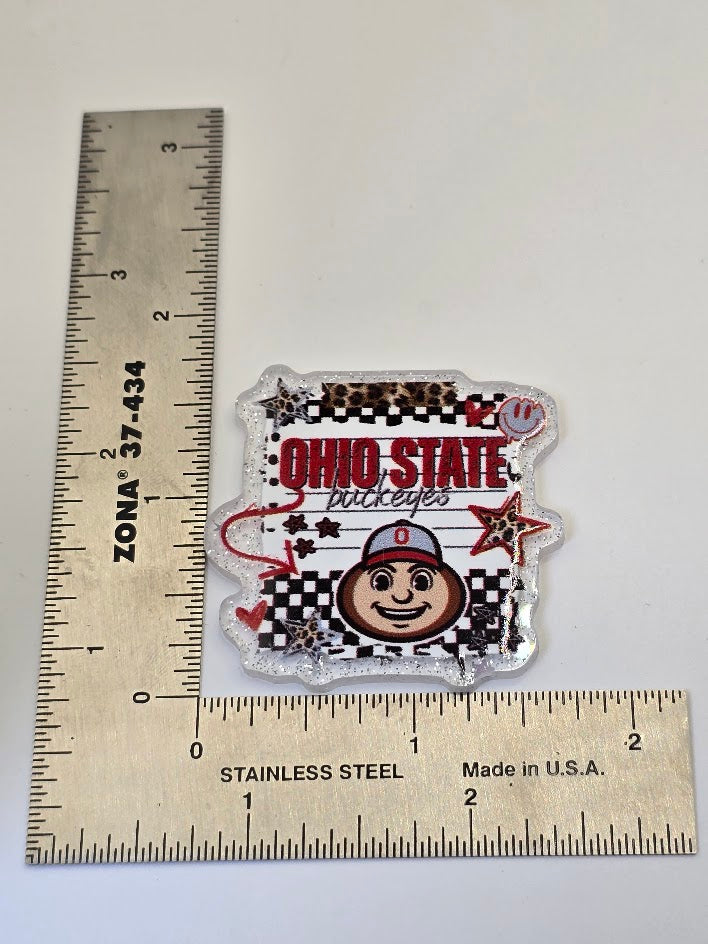 Acrylic Glitter Flatbacks - Ohio State Buckeyes
