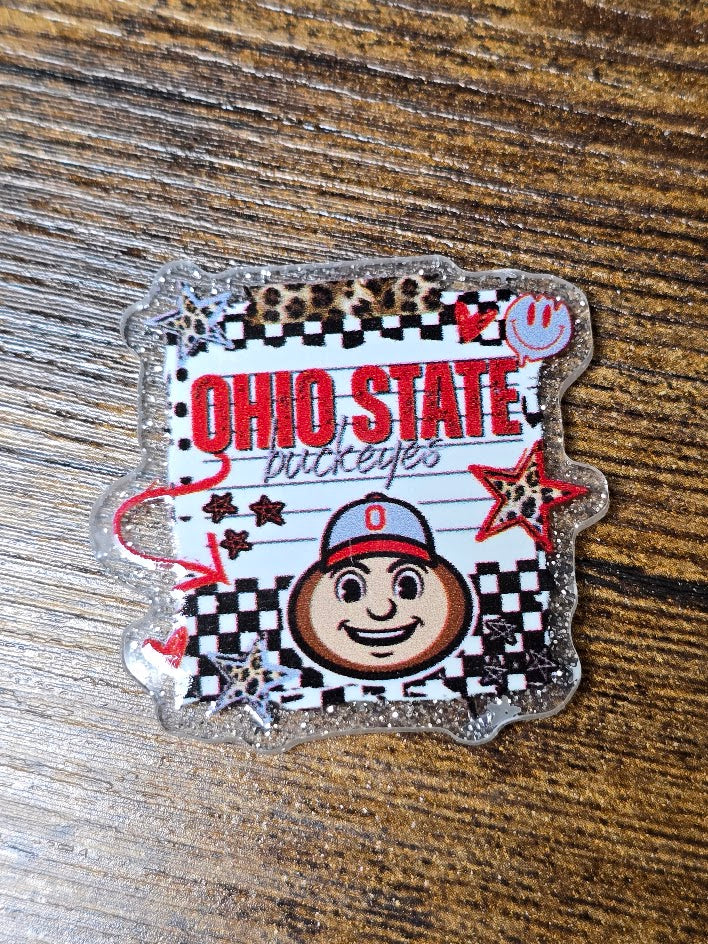 Acrylic Glitter Flatbacks - Ohio State Buckeyes