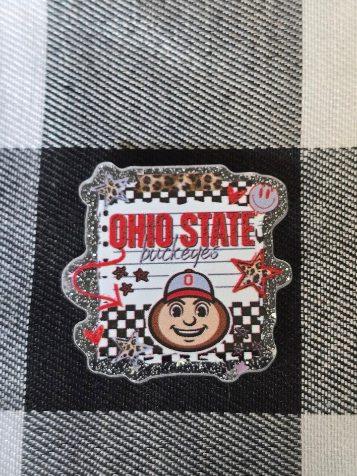 Acrylic Glitter Flatbacks - Ohio State Buckeyes
