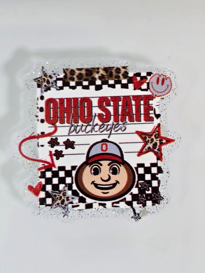 Acrylic Glitter Flatbacks - Ohio State Buckeyes
