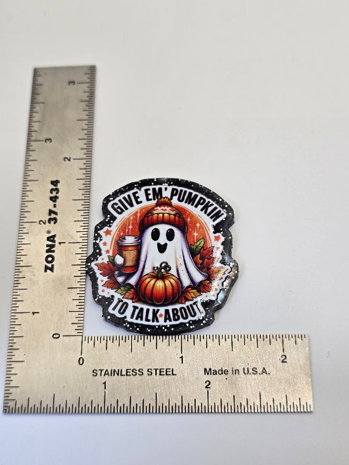 Acrylic Glitter Flatbacks - Give Em' Pumpkin To Talk About