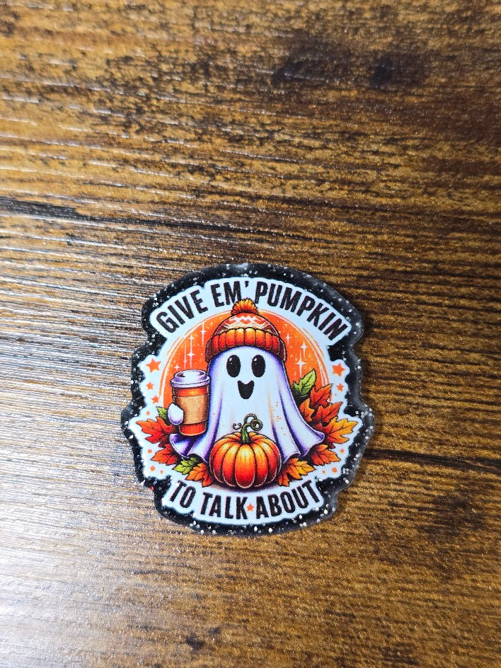 Acrylic Glitter Flatbacks - Give Em' Pumpkin To Talk About