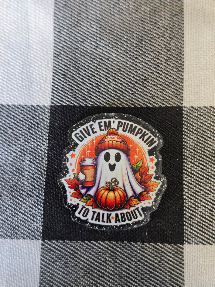 Acrylic Glitter Flatbacks - Give Em' Pumpkin To Talk About