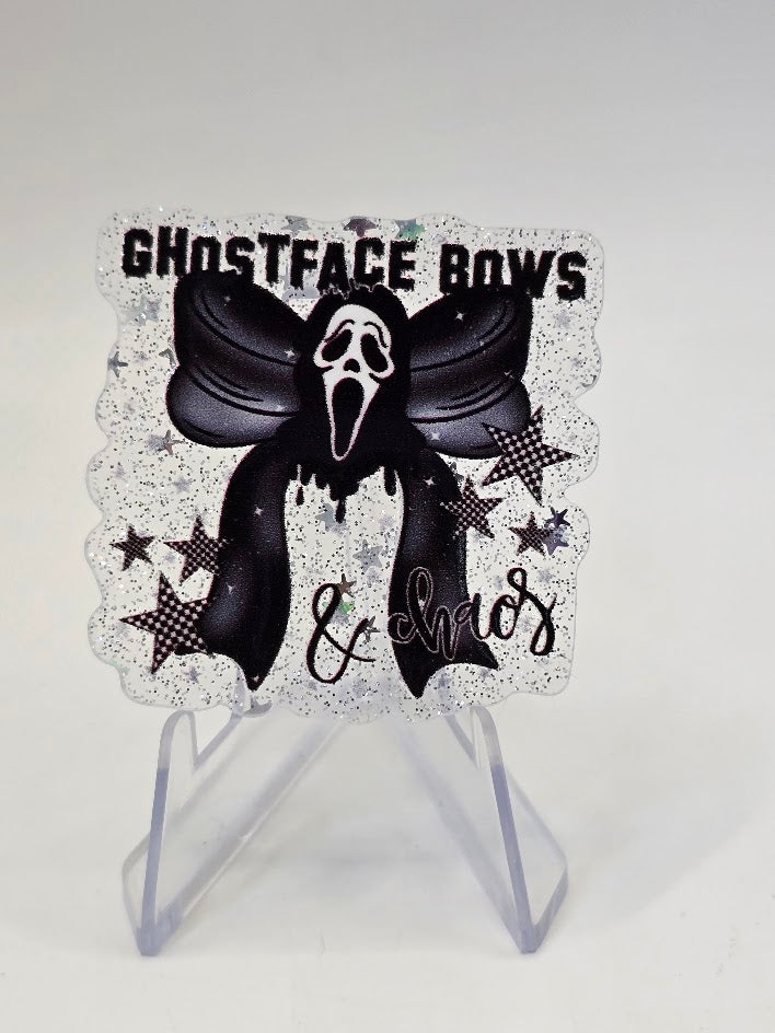 Acrylic Glitter Flatbacks - Ghostface Bows & Chaos