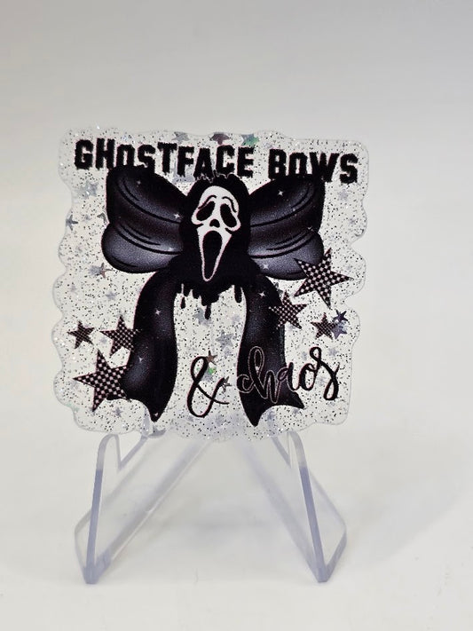 Acrylic Glitter Flatbacks - Ghostface Bows & Chaos
