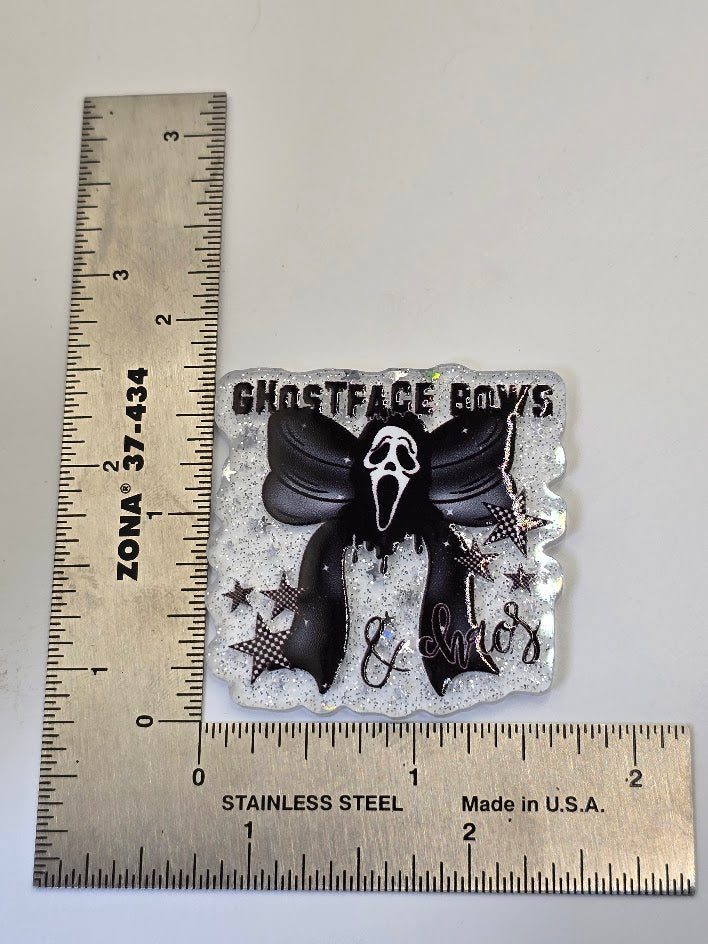Acrylic Glitter Flatbacks - Ghostface Bows & Chaos