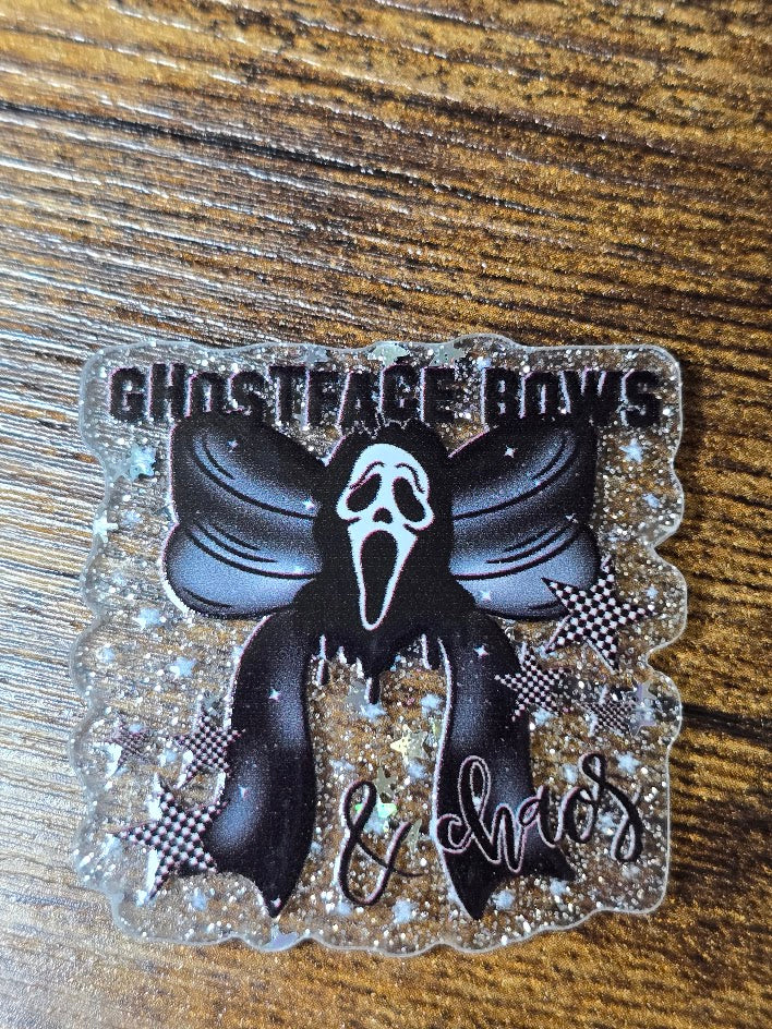 Acrylic Glitter Flatbacks - Ghostface Bows & Chaos