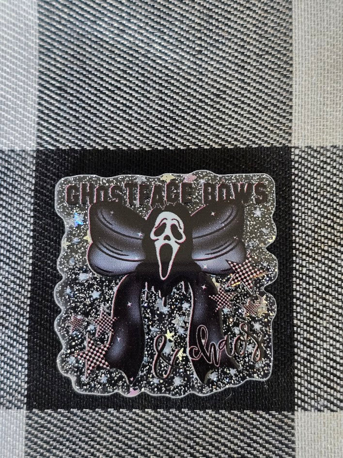Acrylic Glitter Flatbacks - Ghostface Bows & Chaos