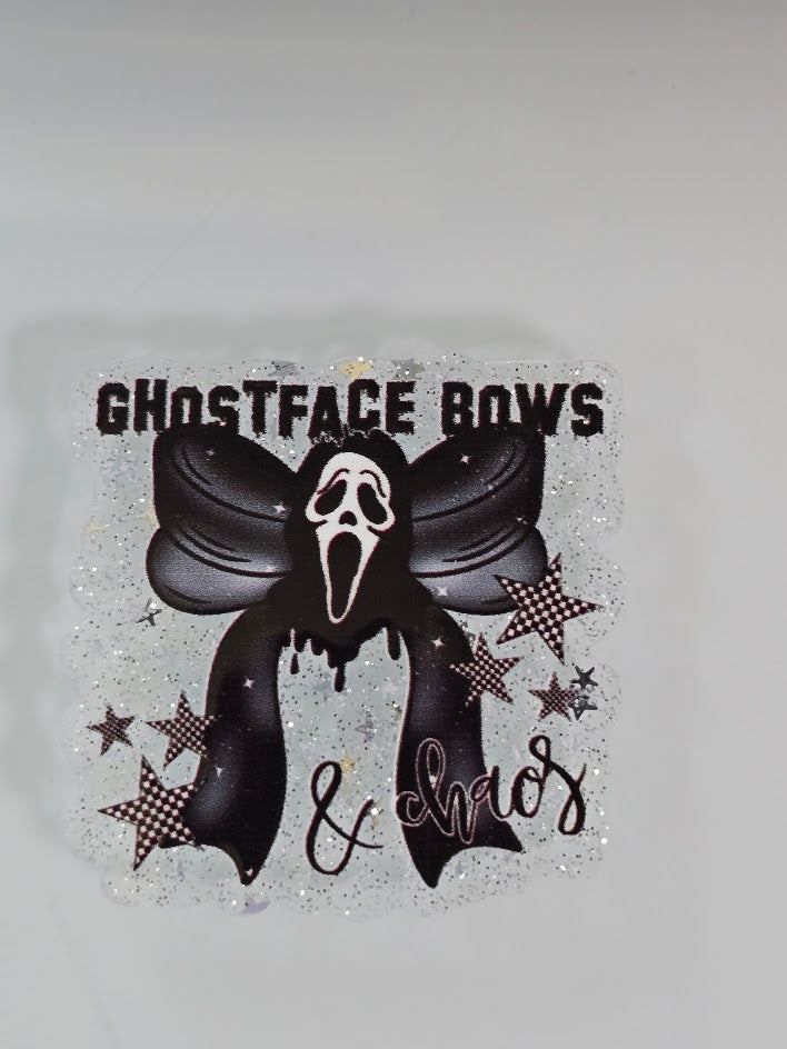 Acrylic Glitter Flatbacks - Ghostface Bows & Chaos