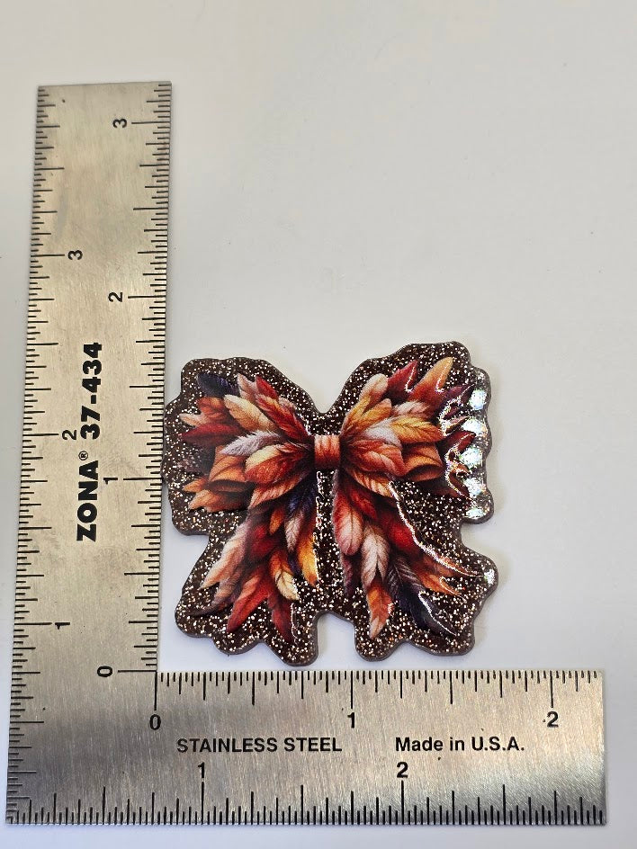 Acrylic Glitter Flatbacks - Bowtie Leaves