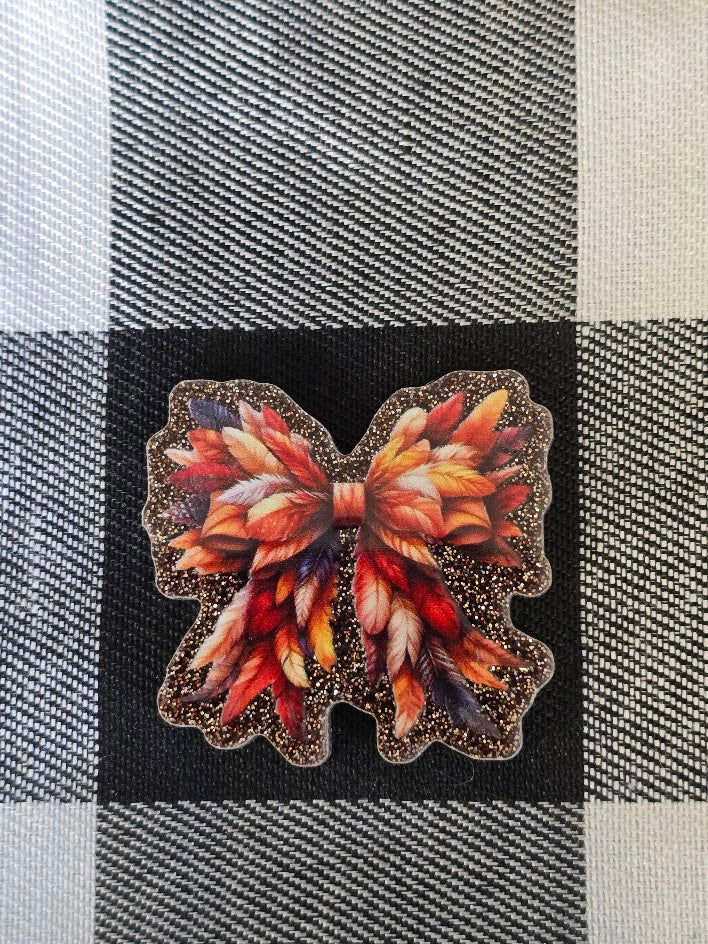 Acrylic Glitter Flatbacks - Bowtie Leaves