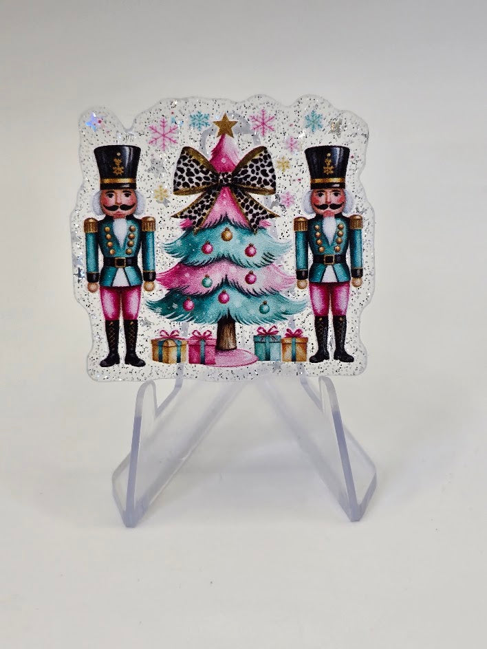 Acrylic Glitter Flatbacks - Pink And Blue Nutcrackers