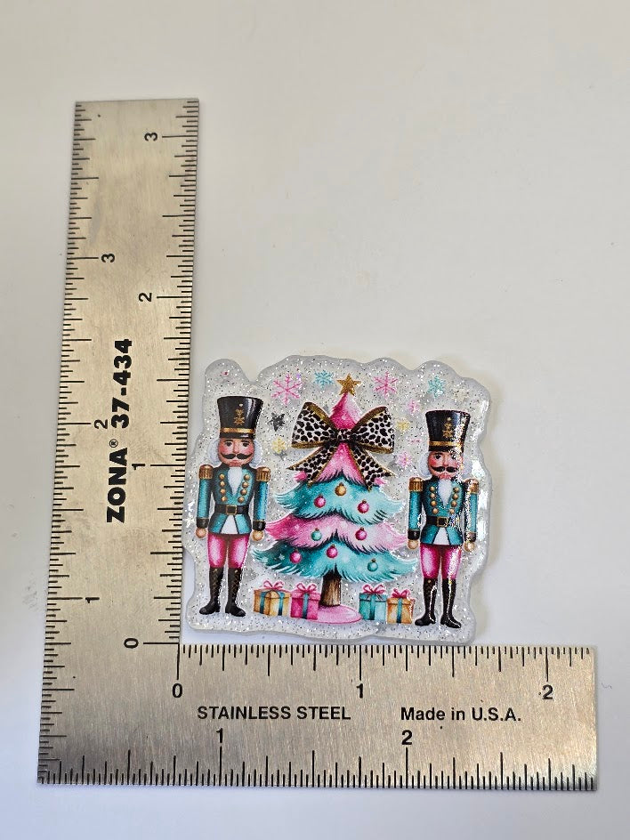 Acrylic Glitter Flatbacks - Pink And Blue Nutcrackers