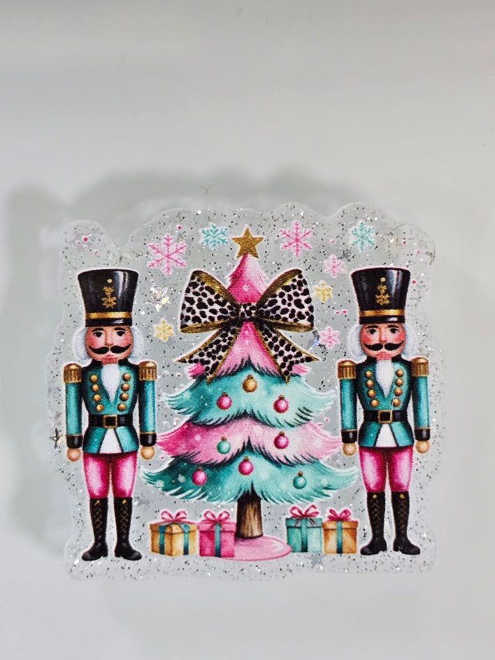 Acrylic Glitter Flatbacks - Pink And Blue Nutcrackers