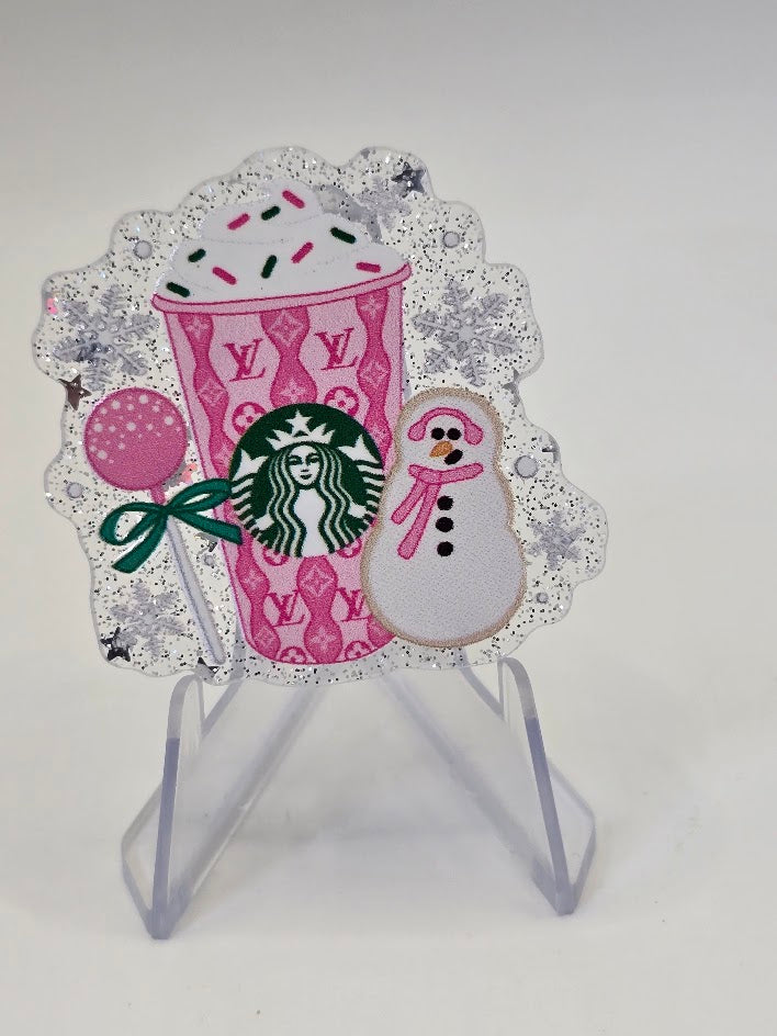 Acrylic Glitter Flatbacks - Starbucks Winter