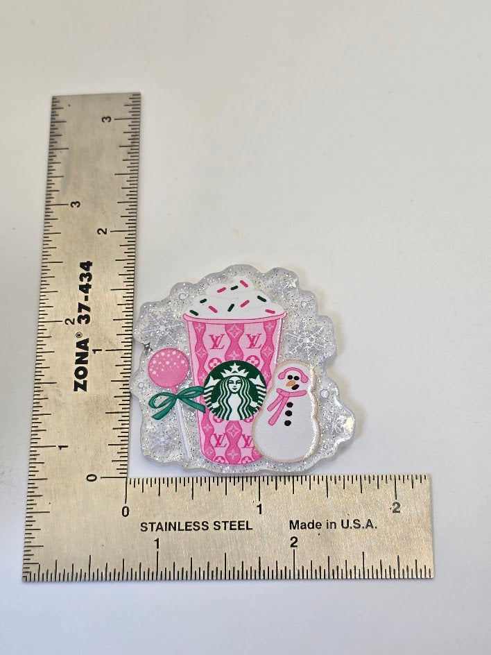 Acrylic Glitter Flatbacks - Starbucks Winter