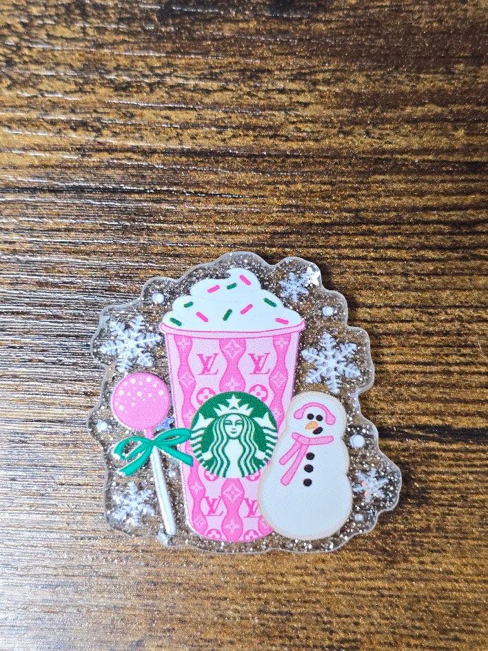 Acrylic Glitter Flatbacks - Starbucks Winter