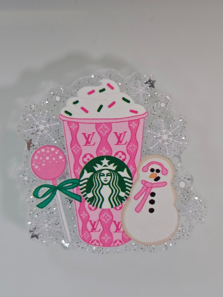 Acrylic Glitter Flatbacks - Starbucks Winter