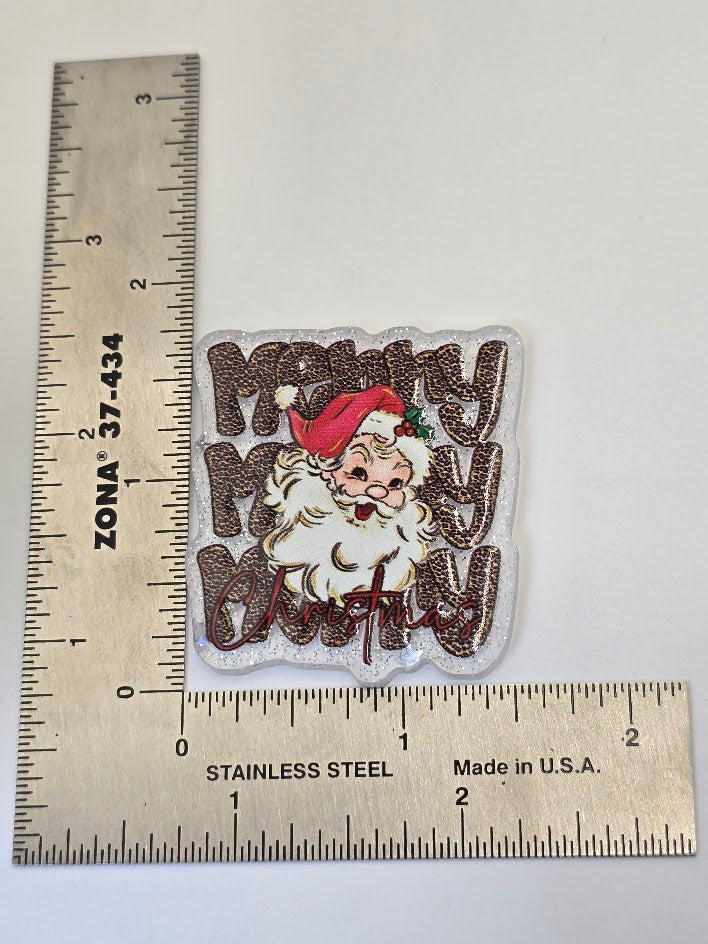 Acrylic Glitter Flatbacks - Merry Merry Merry Christmas