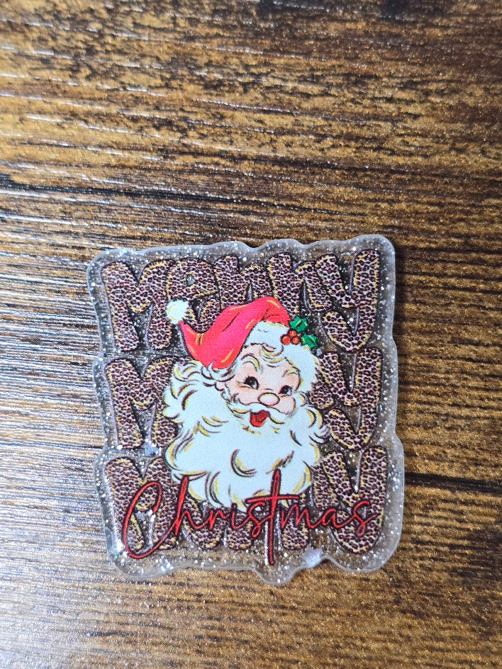Acrylic Glitter Flatbacks - Merry Merry Merry Christmas