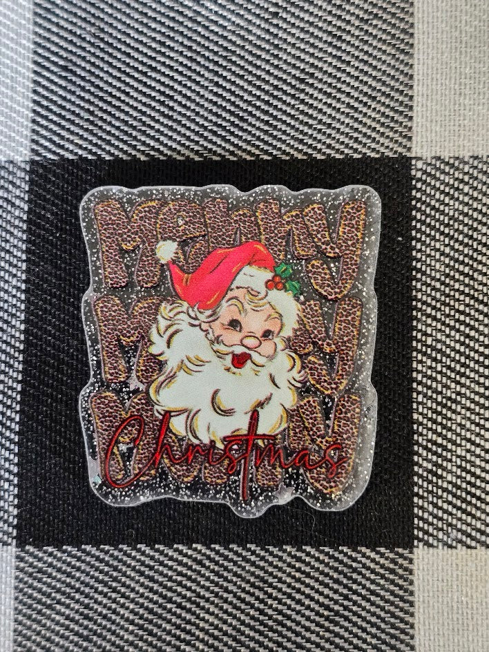 Acrylic Glitter Flatbacks - Merry Merry Merry Christmas