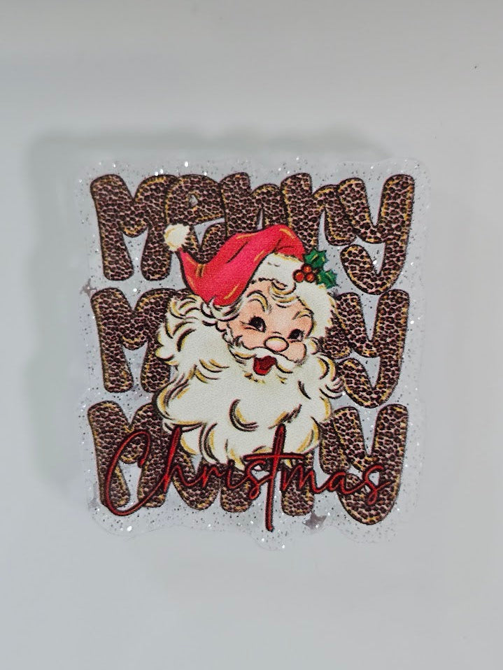 Acrylic Glitter Flatbacks - Merry Merry Merry Christmas