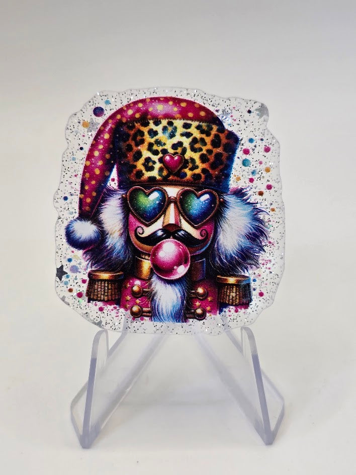Acrylic Glitter Flatbacks - Colorful Nutcracker