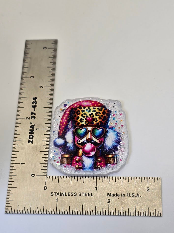 Acrylic Glitter Flatbacks - Colorful Nutcracker