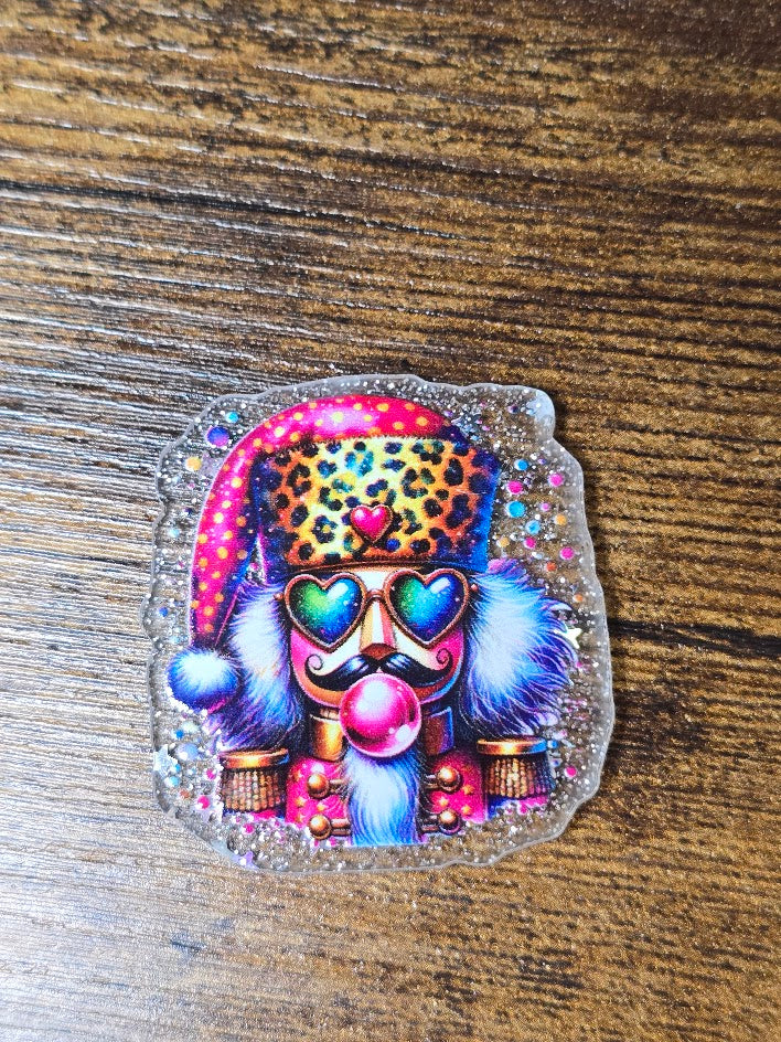 Acrylic Glitter Flatbacks - Colorful Nutcracker
