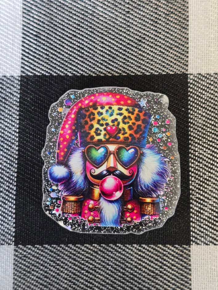 Acrylic Glitter Flatbacks - Colorful Nutcracker