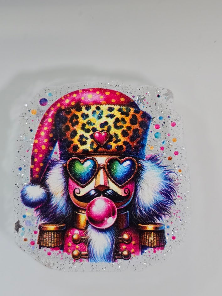 Acrylic Glitter Flatbacks - Colorful Nutcracker