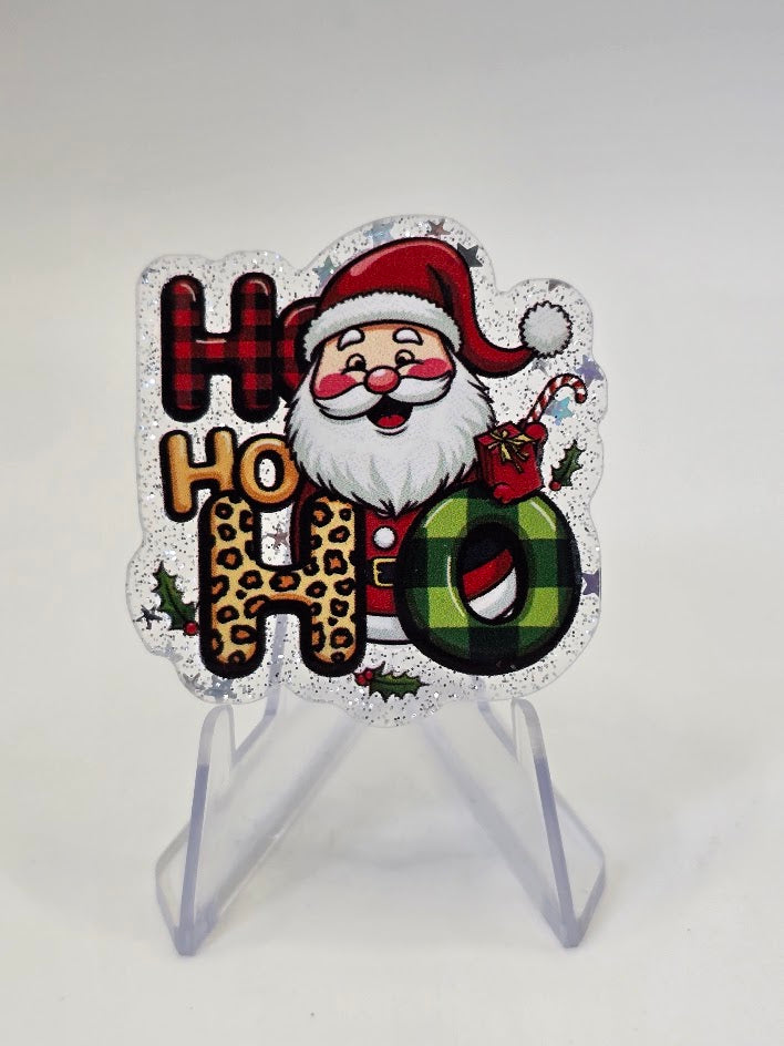 Acrylic Glitter Flatbacks - Ho Ho Ho