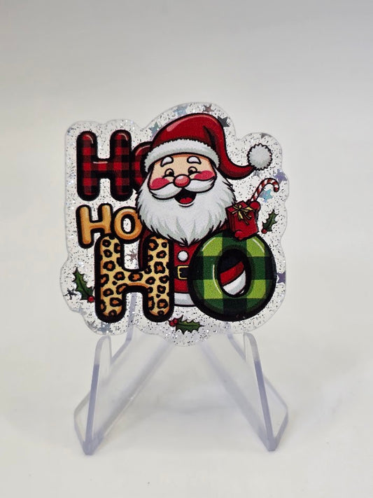 Acrylic Glitter Flatbacks - Ho Ho Ho