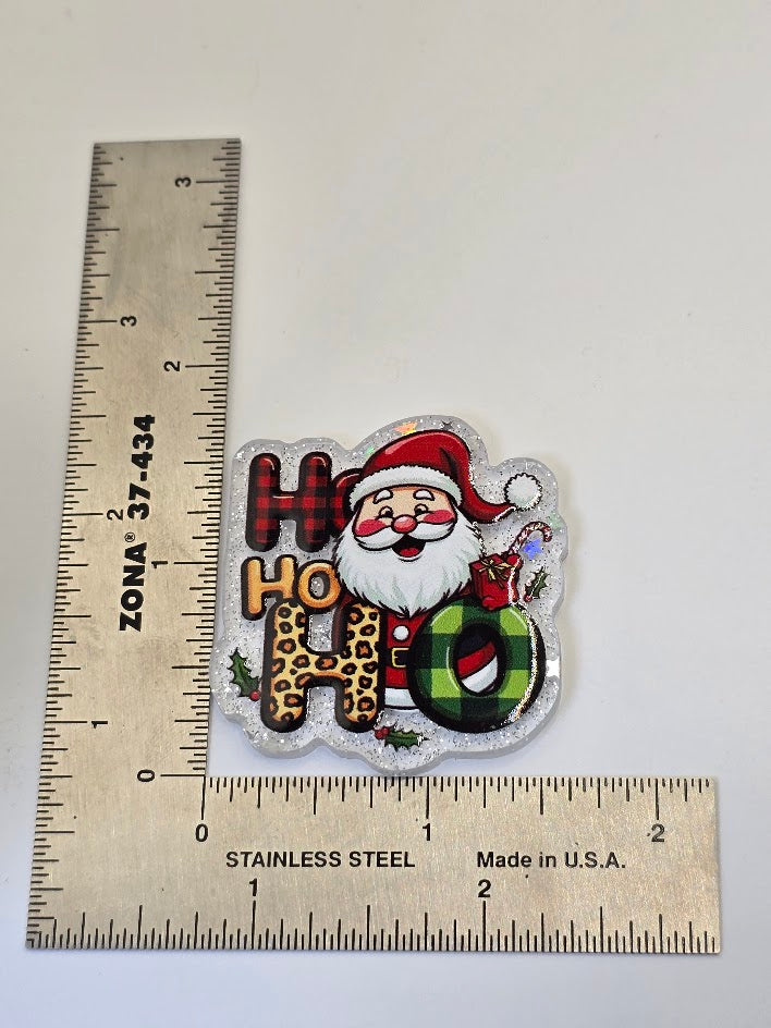 Acrylic Glitter Flatbacks - Ho Ho Ho