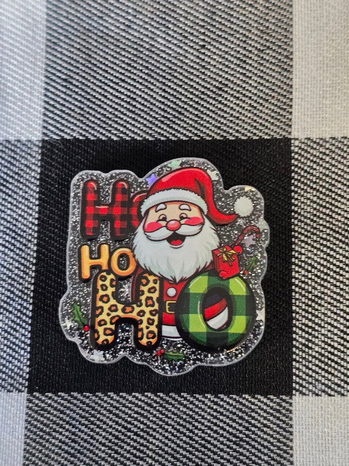 Acrylic Glitter Flatbacks - Ho Ho Ho