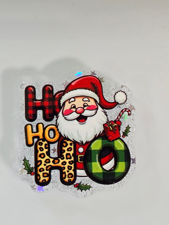 Acrylic Glitter Flatbacks - Ho Ho Ho