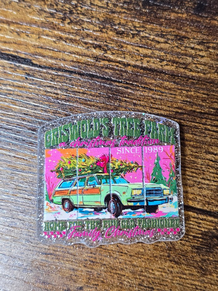 Acrylic Glitter Flatbacks - Griswold's Tree Farm A Christmas Tradition