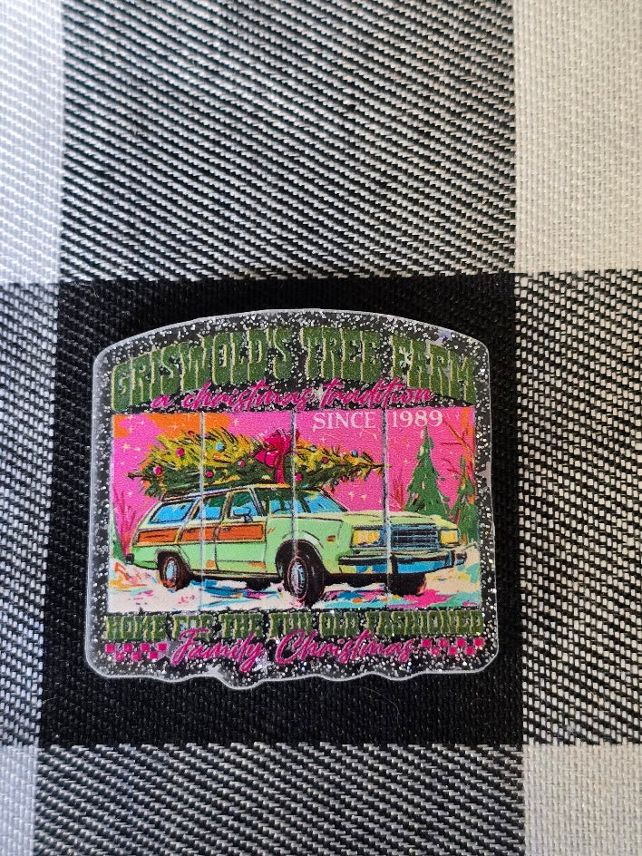 Acrylic Glitter Flatbacks - Griswold's Tree Farm A Christmas Tradition