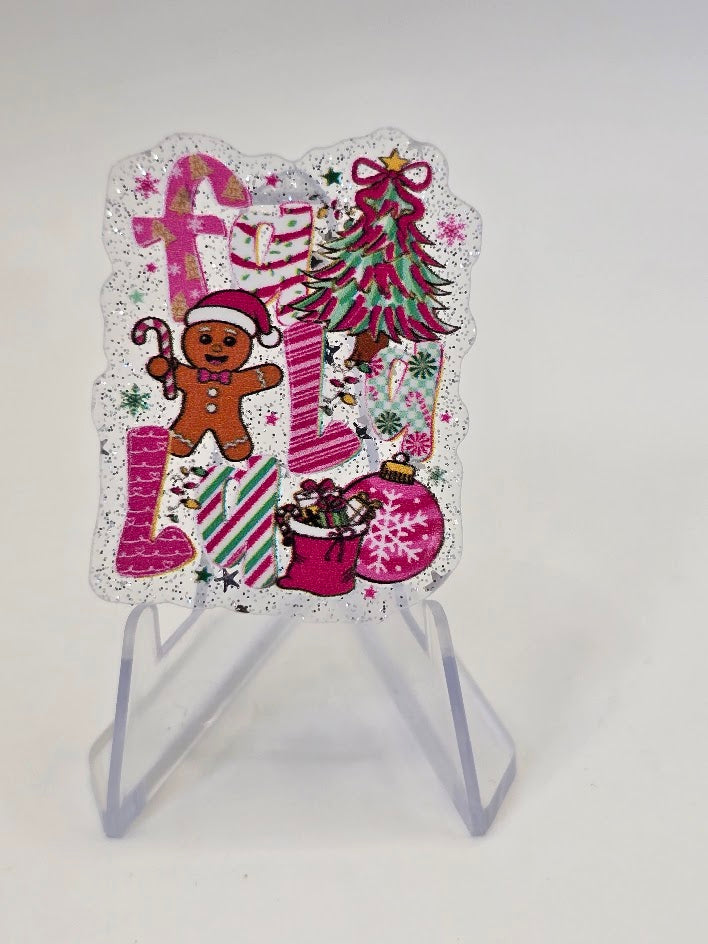 Acrylic Glitter Flatbacks - Fa La La