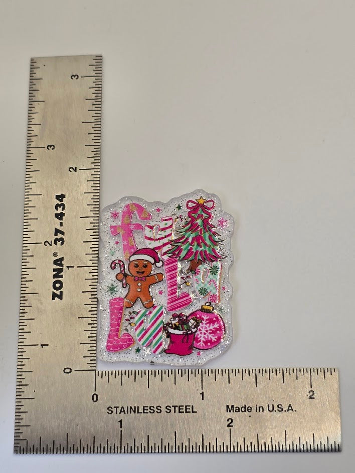 Acrylic Glitter Flatbacks - Fa La La
