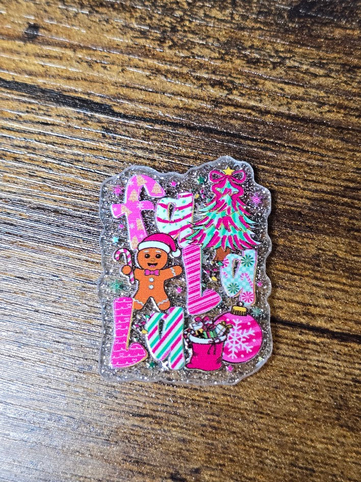 Acrylic Glitter Flatbacks - Fa La La