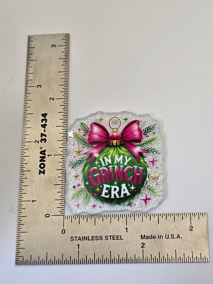 Acrylic Glitter Flatbacks - In My Grinch Era