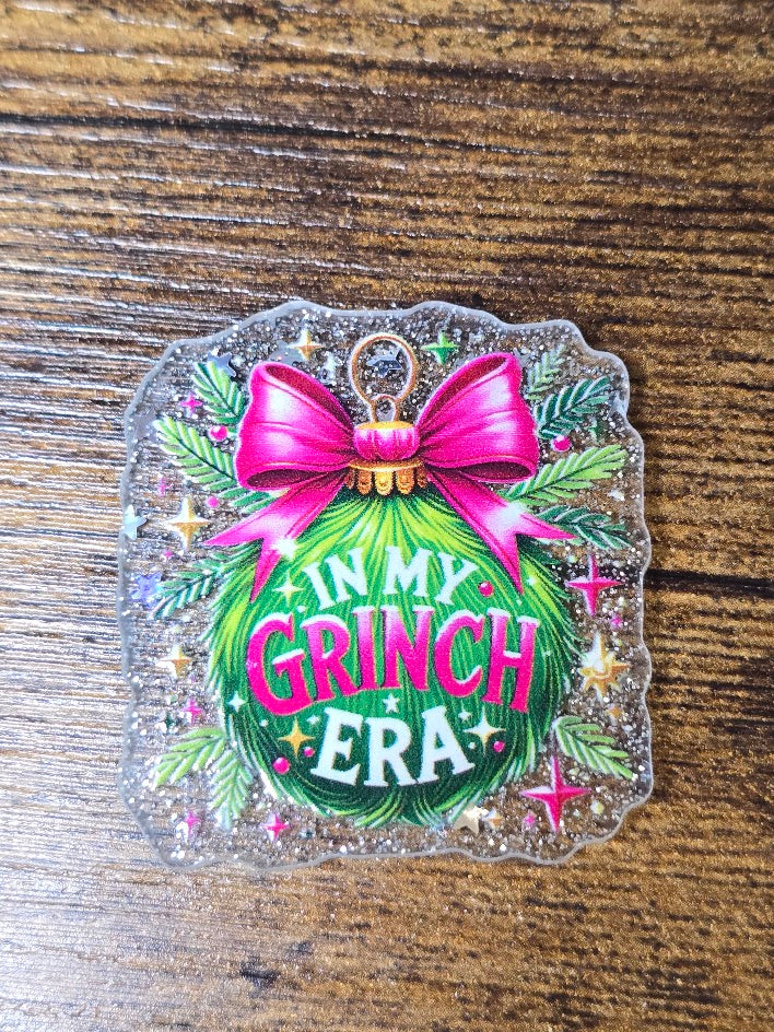 Acrylic Glitter Flatbacks - In My Grinch Era