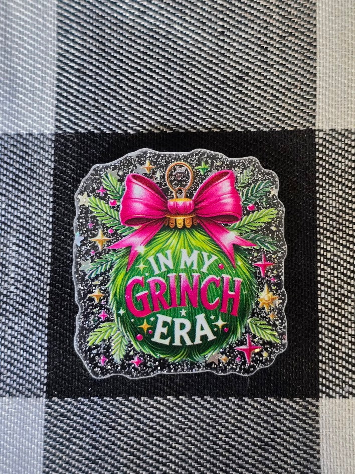 Acrylic Glitter Flatbacks - In My Grinch Era
